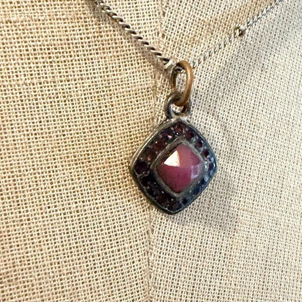 Baked Beads Faceted Pink  Pendant Necklace